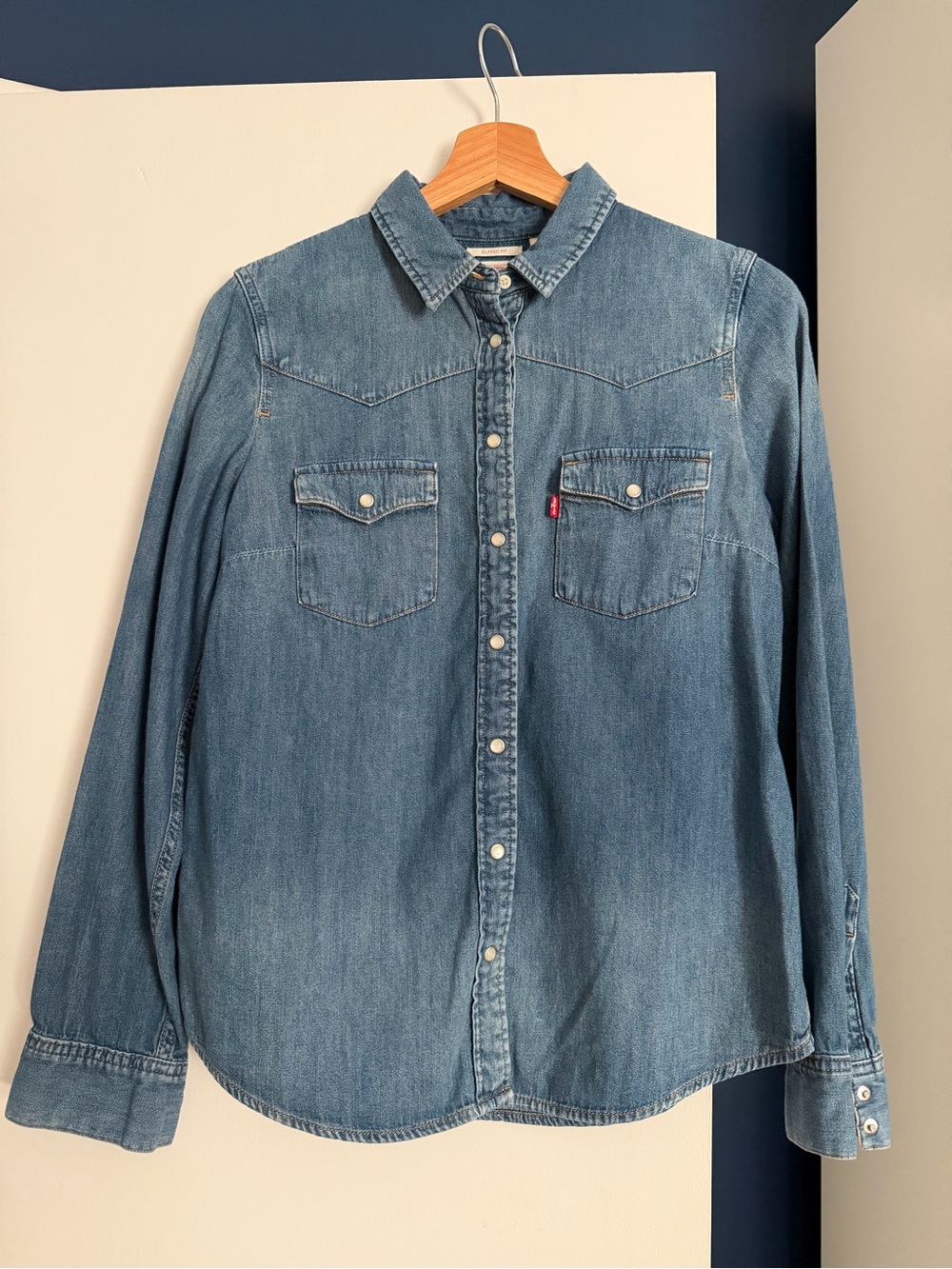 Levi's Light Blue Denim Button-Down Western Shirt